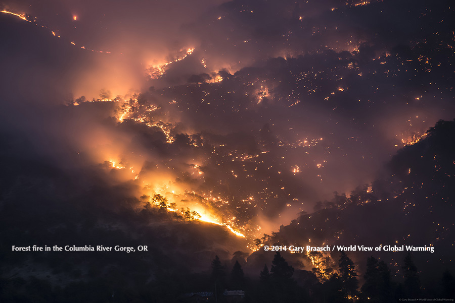 Fire in the windy Columbia River Gorge