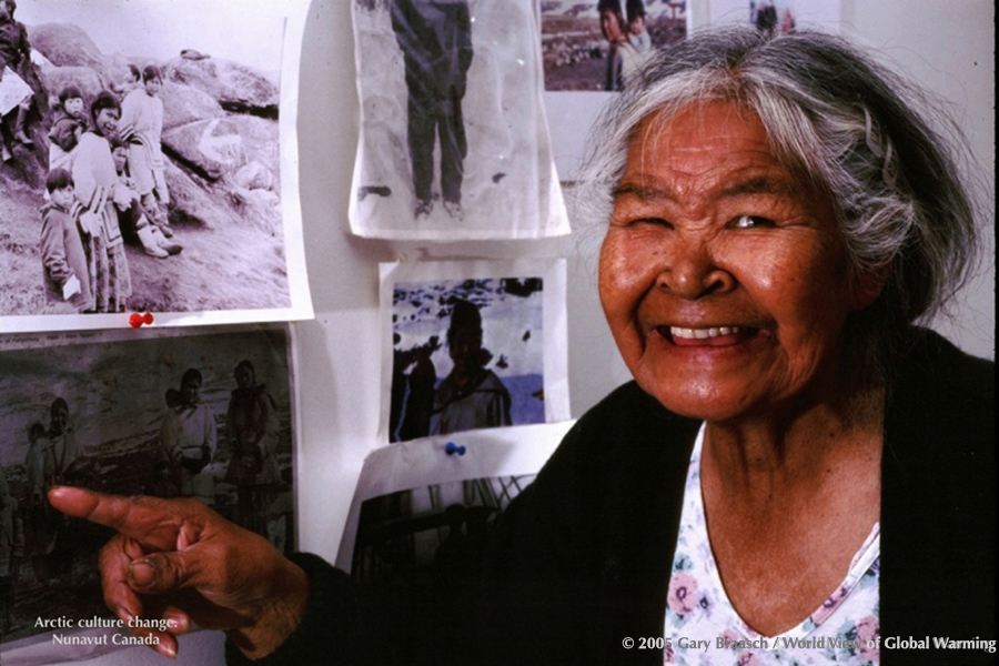 Elisapee Ishulutaq, Pangnirtung, Nunavut, Canada, says “All the mountains were covered with glaciers.” “There isn’t any deep snow anymore.”