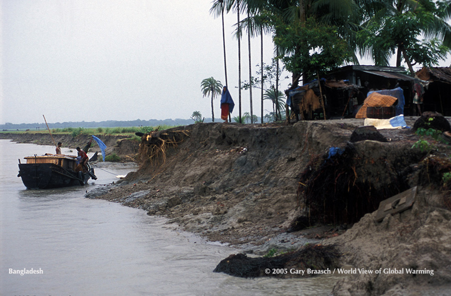 Charkalmi Village, Bhola Island, Bangladesh, washes away 100M in year according to villagers, 2005