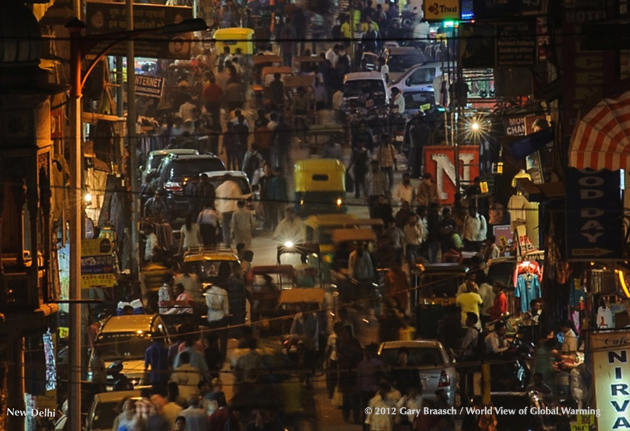 Cities Communities climate population Throngs in street New Delhi India 