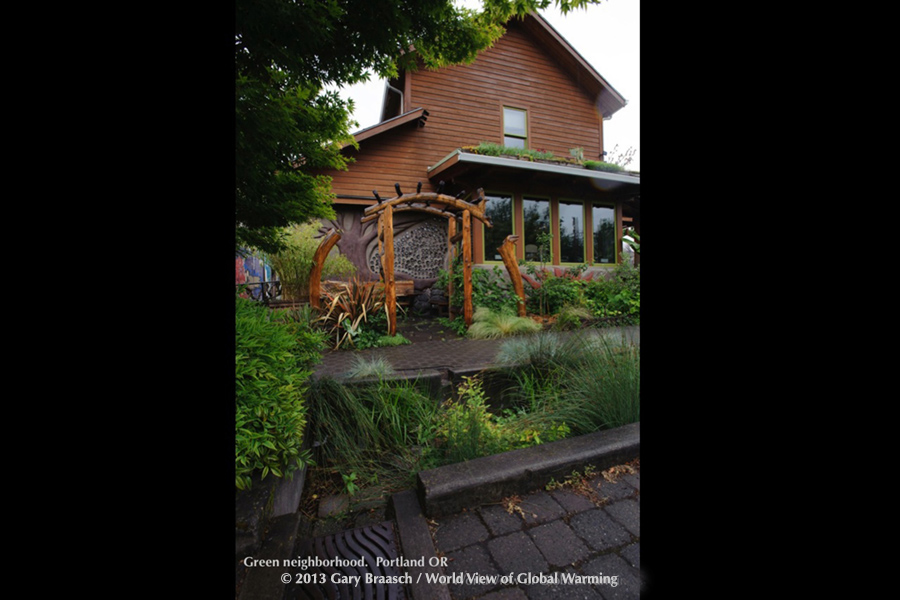 Cities Communities climate. Adaptation Conservation. Green roofs Storm water gardens Portland Oregon