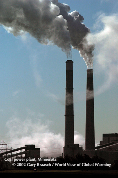 Sherburne coal powerplant on Mississippi River north of Minneapolis-St Paul MN. According to owning utility it makes 2,254 megawatts; burns 30,000 tons of coal every day (three trainloads). May 2004.