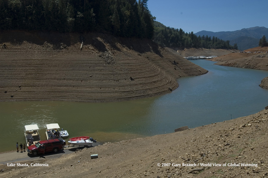 Lake Shasta, California, in 2007 during the previous severe drought before the current one.