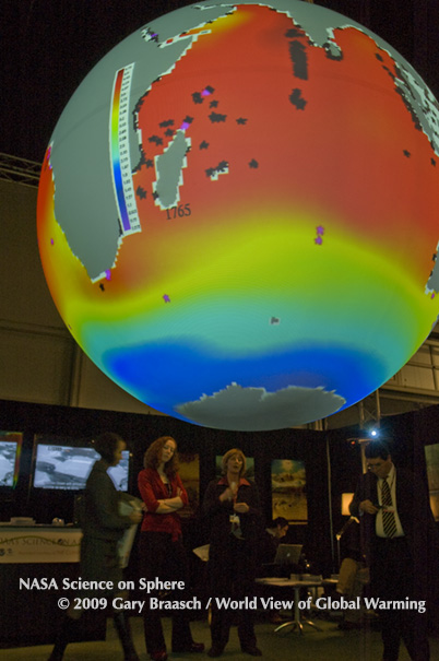 NASA's Science on a Sphere can show climate data to a large audience.