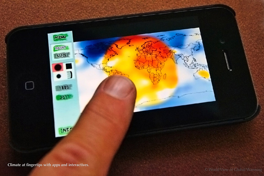 Climate change app, one of many new ways of visualizing, teaching, taking action on cliimate.
