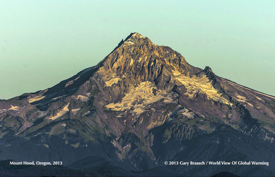 Mt Hood, Oregon, Sept 11, 2013, view of shrinking glaciers.