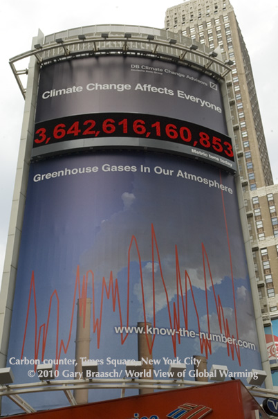 Deutsche Bank emissions counter in Times Square. 