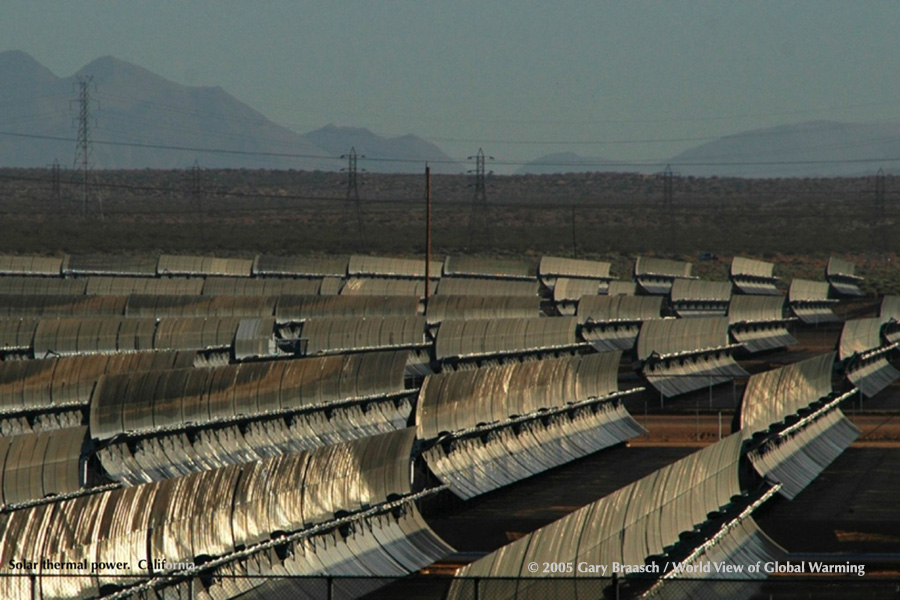 Kramer Junction solar thermal electrical generating array near Bakersfield, California, one of three arrays generating total of 150 megawatts.