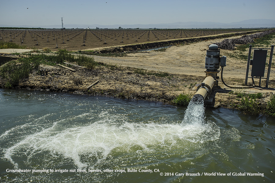 Groundwater is pumped into an irrigation ditch