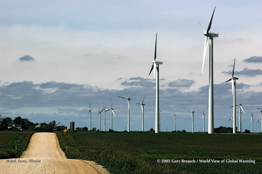 The Mendota Hills Wind Farm is near the village of Paw Paw in Lee County, Illinois. It consists of 63 operating .8 mw turbines, 214 ft (65.23 m) tall, 85 ft (35.91 m) long blades.