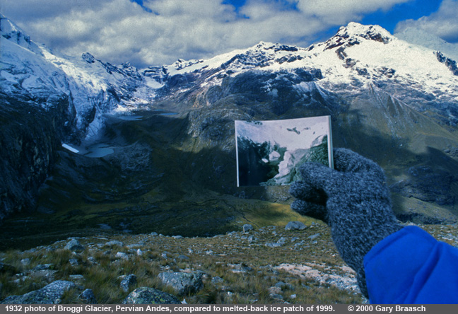 Gary Braasch at Broggi glacier, Peruvian Andes